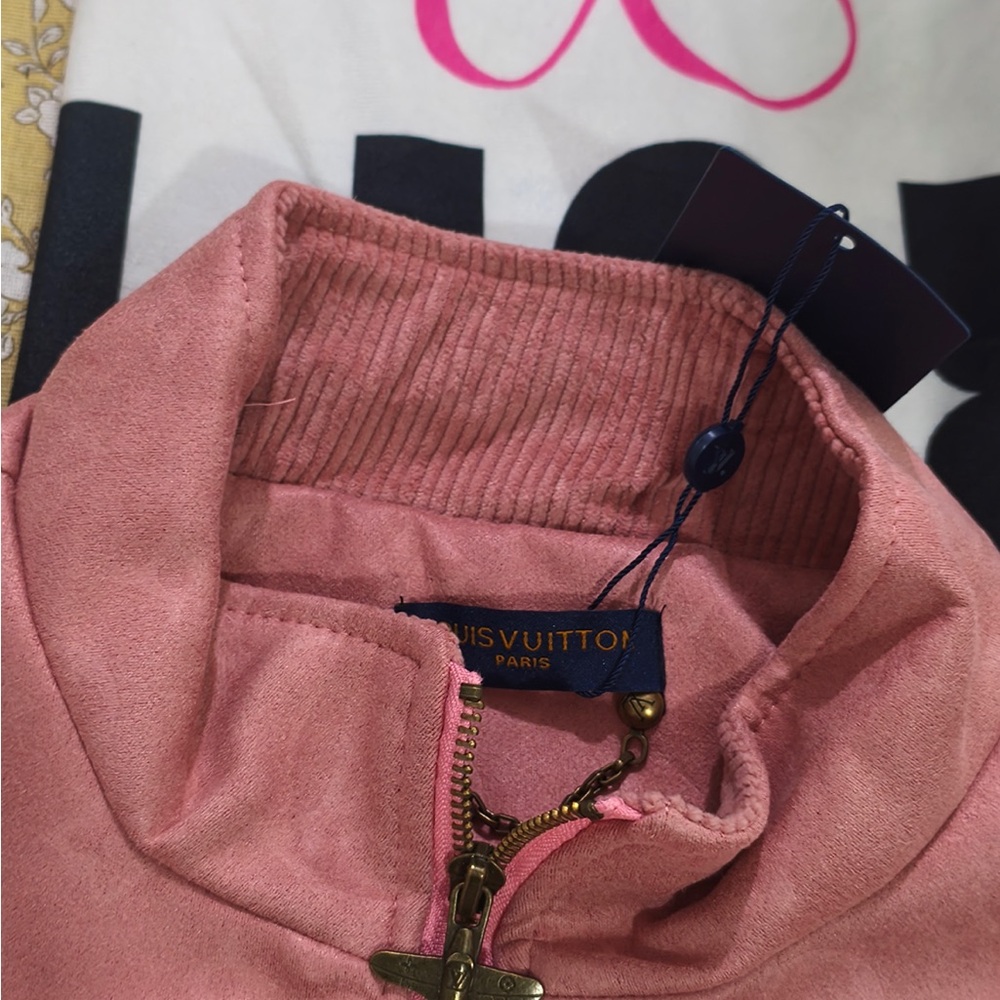 Louis Vuitton Dusty Pink Suede-Look Zip Jacket - Picture 2 of 9